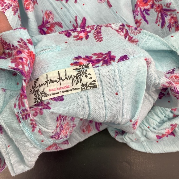 Free People Blue Pink Angela Floral Print Lace Bodysuit Off Shoulder Small - Picture 4 of 15